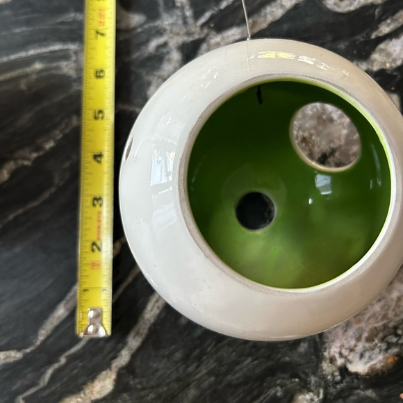 Set of 3 vintage MCM decorative hanging spheres white orange green / like new - Picture 4 of 5